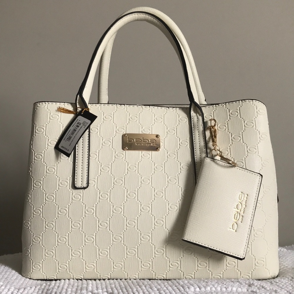 Bebe Aubrey Emboss Satchel /card case IVORY